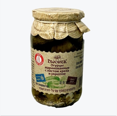 Огурцы маринованные с листом хрена и укропом Dworek